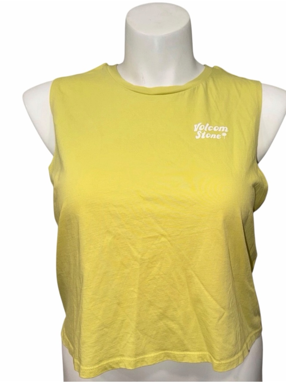 Volcom Stone Organic Cotton Muscle Tank Yellow Beach Graphic XL